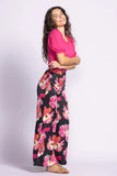 ARIANA BLACK SHINY PINK FLORAL PANT