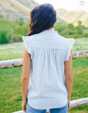 GINGHAM POWDER BLUE BABY DOLL TOP