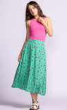 VICKI PRINTED GREEN BIAS SKIRT