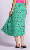 VICKI PRINTED GREEN BIAS SKIRT
