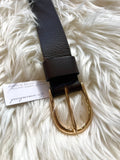 HEXO GOLD BUCKLE BROWN LEATHER BELT