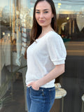 MADDI MESH SQ NECK WHITE TOP