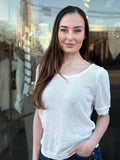 MADDI MESH SQ NECK WHITE TOP