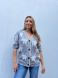BOWED UP GREY CARDIGAN
