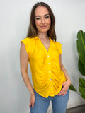 GATHERED SUNFLOWER NAKED ZEBRA TOP