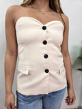TAILORED BUSTIER OFF WHITE BLK BUTTONS