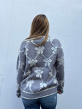 BOWED UP GREY CARDIGAN