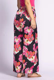 ARIANA BLACK SHINY PINK FLORAL PANT