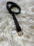 HEXO GOLD BUCKLE BROWN LEATHER BELT