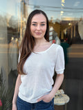 MADDI MESH SQ NECK WHITE TOP