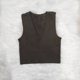 BAMBOO OLIVE DEEP V RIB TOP