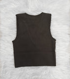 BACK OF CEST MOI BAMBOO OLIVE DEEP V RIB TOP