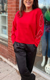 LIMA RED SEQUIN SLV SWEATER