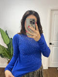 RAINFALL RHINESTONE COBALT SWEATER