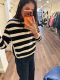 HEENA NAVY STRIPE TAPERED SWEATER