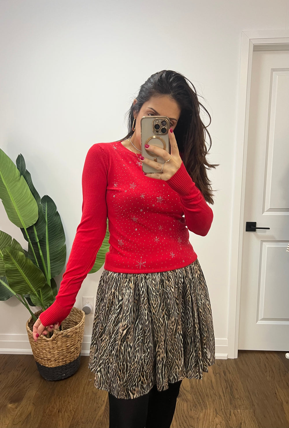 RAZZLE RED STARS IN SKY SWEATER