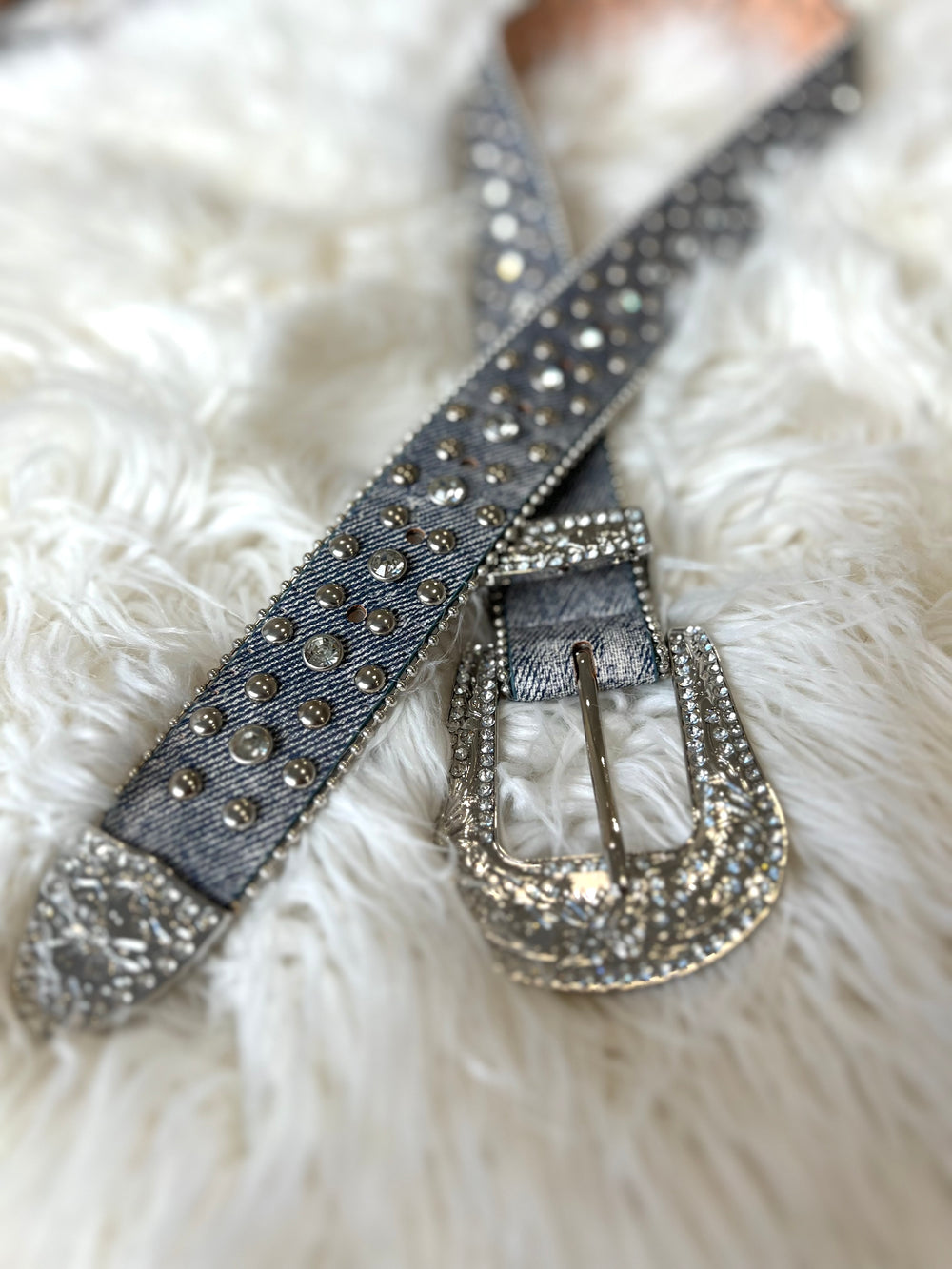 ROCKABILLY DENIM STUDDED BELT