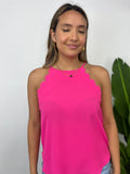 ILANA FUCHSIA HIGHNECK SCALLOP S/LESS