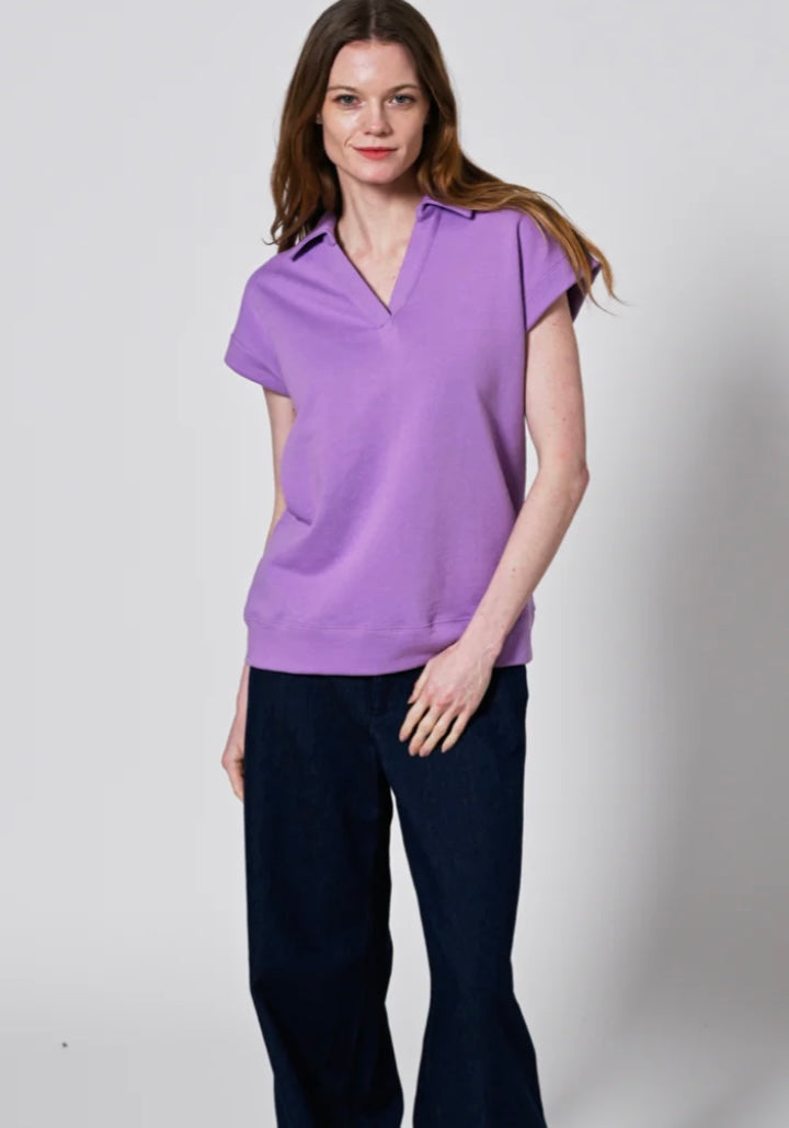LENNA LILAC POLO TOP