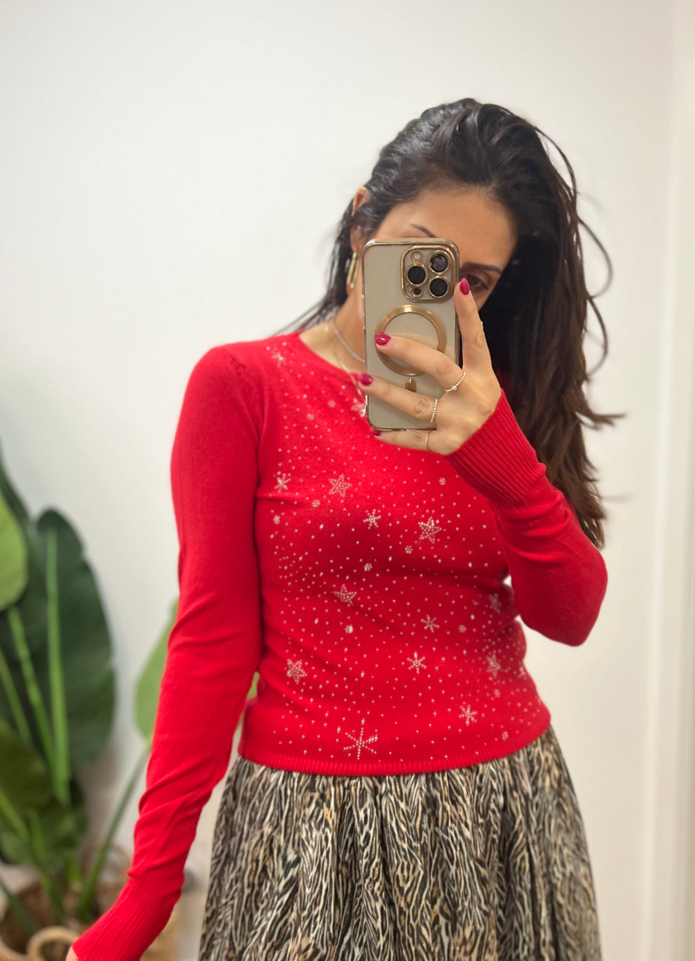 RAZZLE RED STARS IN SKY SWEATER