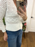 SHIMMER WHITE ECRU CANADIAN MADE CARDI