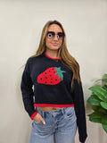 NAVY STRAWBERRY SWEATER