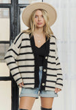 DEIDRE BLK STRIPE CHUNKY CARDI