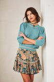 FRIDA MINT GOLD LUREX TRIM SWEATER