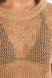 MESH CAMEL KNIT FLOW TOP W/DESIGN