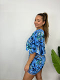 BRIELLE ONE SHOULDER BLUE FLORAL DR