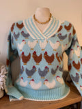 LIGHT BLUE CHIRP CHICKENS WOOL SW DR BL