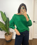 GREEN INSIDE OUT BIG SLV SWEATER