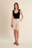 BLANCHE NOIR RUFF DIP NECK NYLON KNIT