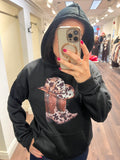 COWBOY RHINESTONE BLACK HOODIE