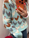 LIGHT BLUE CHIRP CHICKENS WOOL SW DR BL