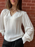 MOE WHITE SILK FINISH BLOUSE