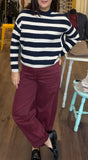HEENA NAVY STRIPE TAPERED SWEATER