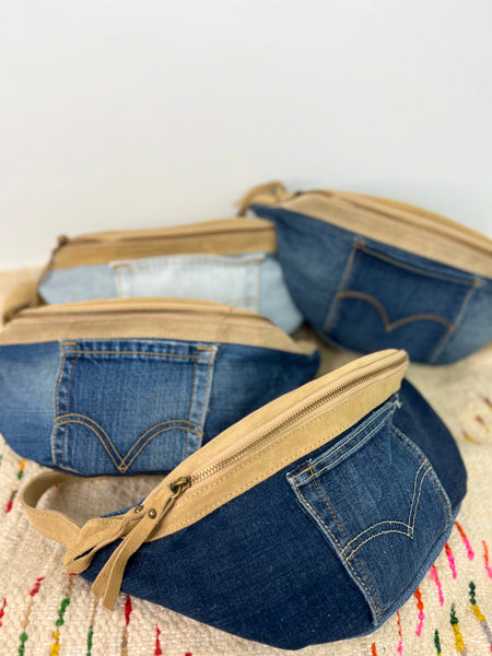 DENIM BEIGE LEATHER CROSS BODY