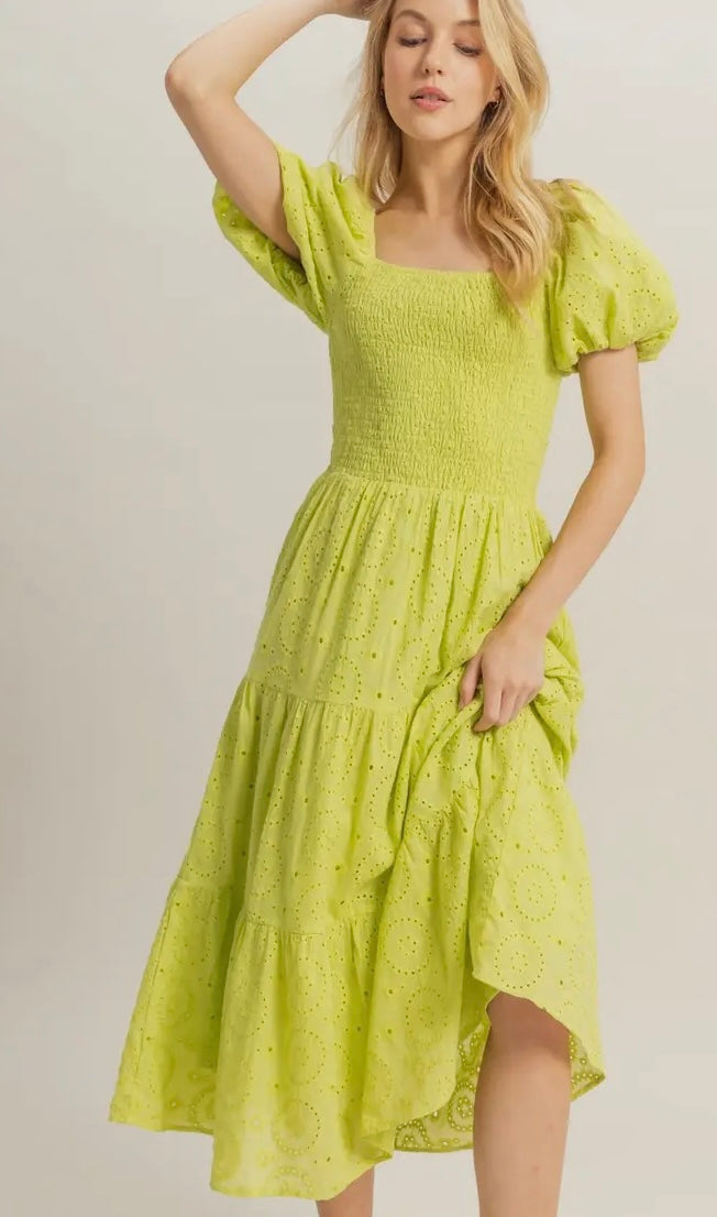 CINTRINE EYELET SMOCK MAXI