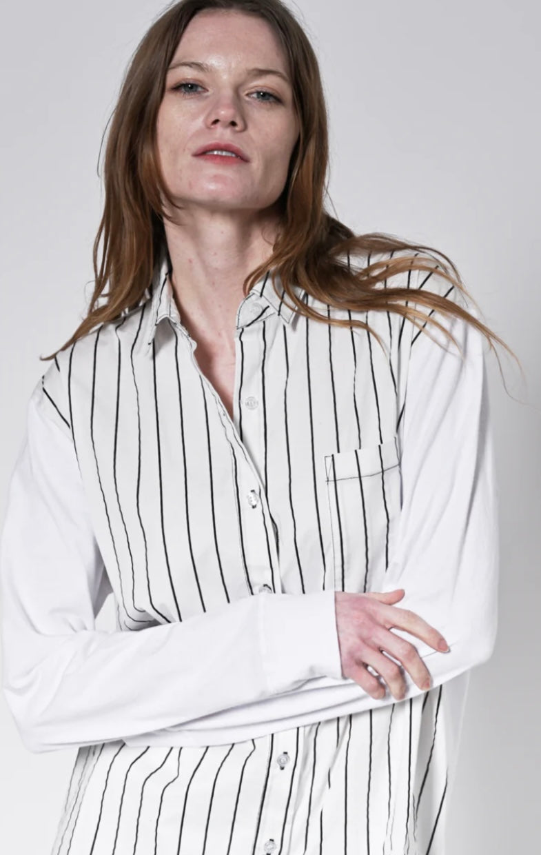 GRACE BLK WHITE STRIPE OVERSIZE SHIRT🇨🇦