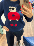 POLAR BEAR MAPLE LEAF NAVY SWEATER