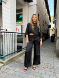 PIA CREPE BLK PANT W/SIDE SASH