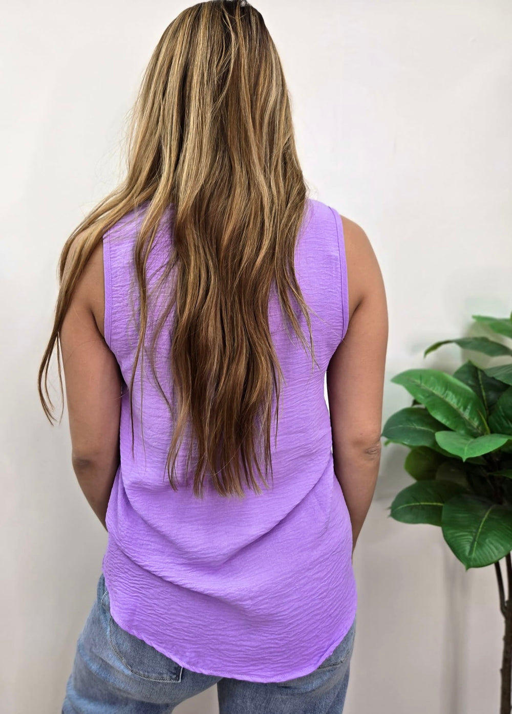 LAVENDER CREPE FLOWY TANK