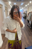 COWLILLY FRINGE FADED WHITE JACKET