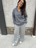 HAPPY PINK FACE GREY KNIT SWEATER