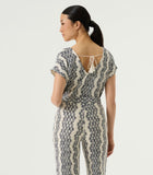 EDIT BOHO CROCHET DOUBLE V PRINT TOP