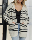 VIC STRIPE SOFT HOODED CARDI BUTTONUP