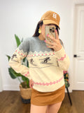 LITTLE SKIER GREY L/S PULLOVER