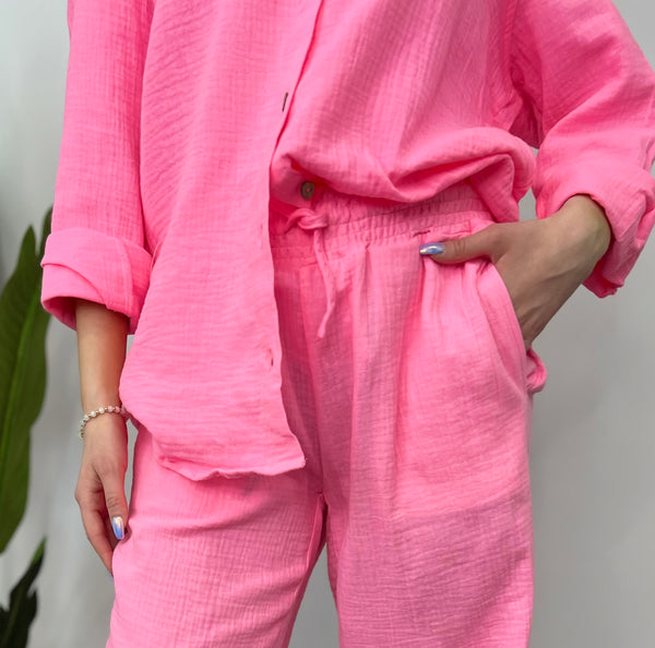 BEACH PARTY NEON PINK WIDE PANT | Sustainable Fashion | Boa Boutique