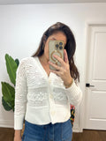 SHIMMER WHITE ECRU CANADIAN MADE CARDI